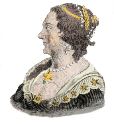 Porträtt av Henriette Marie av Frankrike (1609-1669), drottningkonsort av England. Gravyr av 1800-talet av Unknown artist