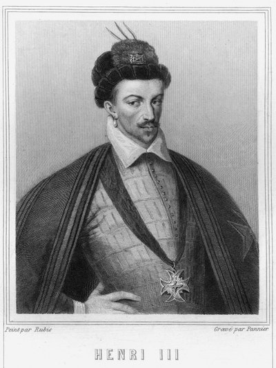 Porträtt av Henrik III (1551 - 1589), kung av Frankrike - i "Histoire des Français"" av Lavallée, gravyr, sd. av Unknown artist