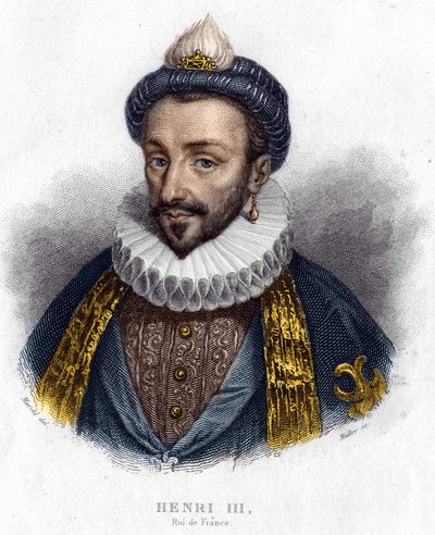 Porträtt av Henrik III (1551 - 1589), kung av Frankrike gravyr från 1800-talet av Unknown artist
