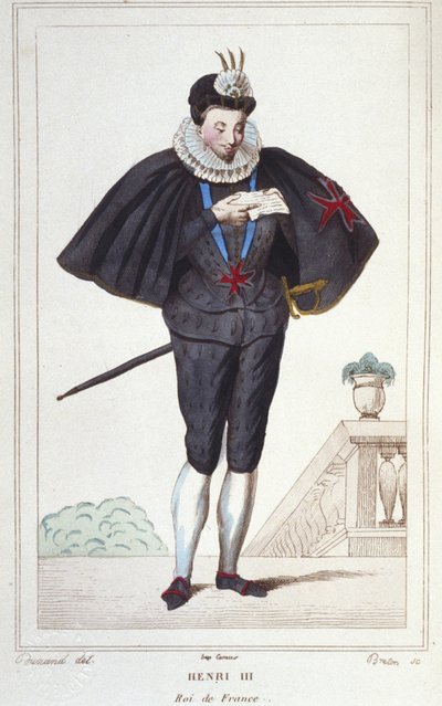 Porträtt av Henrik III (1551 - 1589), kung av Frankrike. gravyr från 1830 av Unknown artist