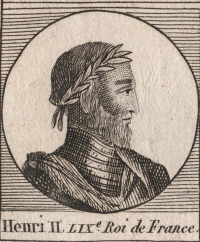 Porträtt av Henrik II (1519-1559) Kung av Frankrike - Henrik II (1519-59), kung av Frankrike - gravyr från "Instruction sur l