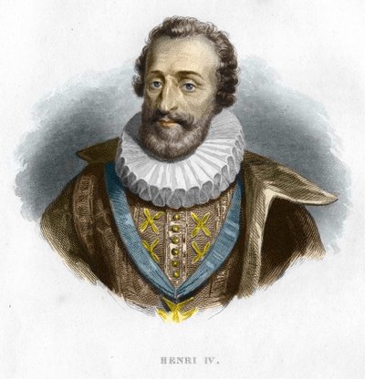 Porträtt av Henrik IV (1553 - 1610), kung av Frankrike gravyr från 1800-talet av Unknown artist