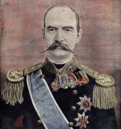 Porträtt av Hans Majestät George I (1863-1913), kung av Grekland. Gravyr från 1895. av Unknown artist