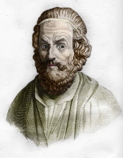 Porträtt av Homeros (800-talet f.Kr.) grekisk poet. i Rollins antika historia.1829 av Unknown artist