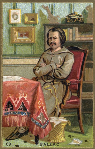 Porträtt av Honoré de Balzac (1799-1850), fransk författare. 1800-talets kromolitografi. av Unknown artist