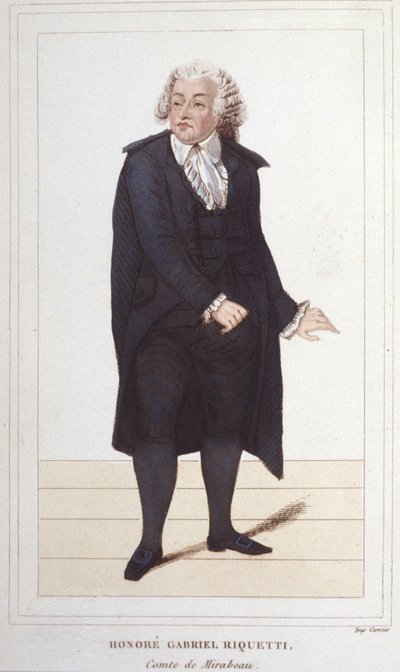 Porträtt av Honore Gabriel (Honore-Gabriel) Riqueti, jarl av Mirabeau (1749-1791), fransk politiker. gravyr från 1830 av Unknown artist