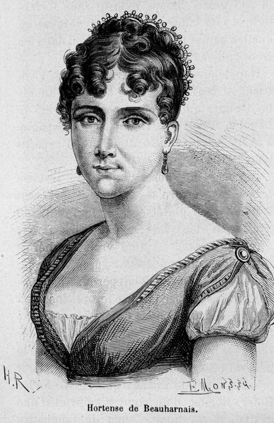 Porträtt av Hortense Eugenie Cecile de Beauharnais, drottning av Holland (1783-1837), dotter till Josephine de Beauharnais och Viscount Alexandre de Beauharnais - i "" L