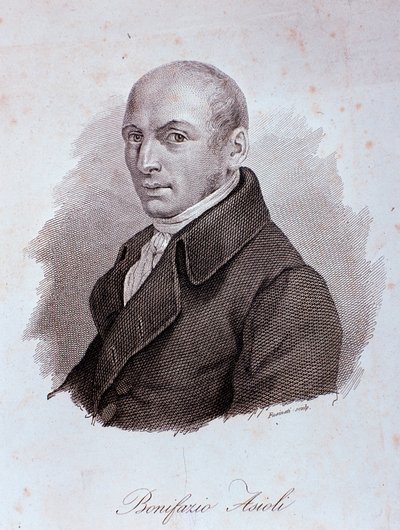 Porträtt av den italienske kompositören Bonifazio Asioli (1769-1832) Gravyr. 1800-talet. Milano, konservatoriets bibliotek av Unknown artist