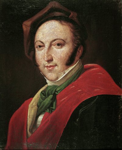 Porträtt av den italienska kompositören Gioacchino Rossini (olja på duk av Unknown artist