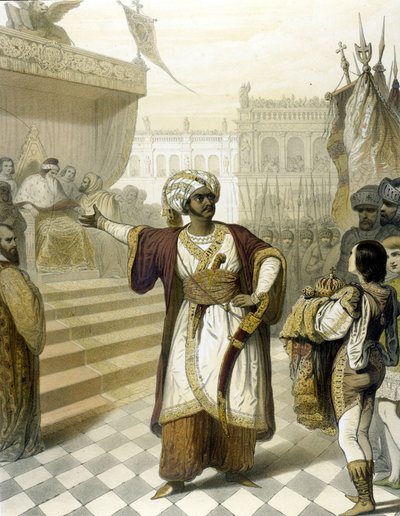 Porträtt av den italienska tenoren Giovanni Battista Rubini (1794 - 1854) i Otello av Gioacchino Rossini. av Unknown artist