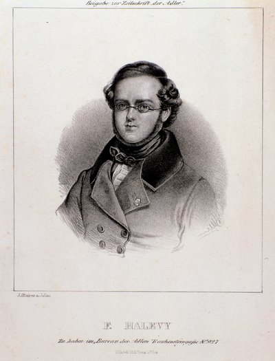 Porträtt av Jacques Fromental Halevy (gravyr) av Unknown artist