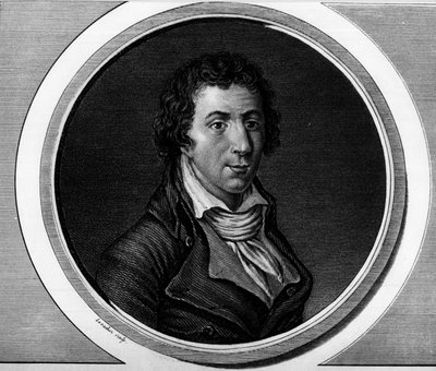 Porträtt av Jacques Pierre Brissot dit Brissot de Warville (1754-1793), deputerad av Nationalkonventet. Gravyr i "" Komplett samling av historiska målningar från den franska revolutionen, i tre volymer.""" 1804. av Unknown artist