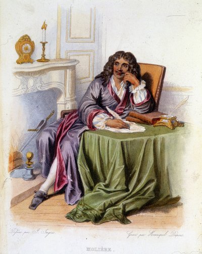 Porträtt av Jean-Baptiste Poquelin dit Molière, fransk dramatiker och skådespelare (1622-1673) - i "" Le Plutarque francais", Ed. Mennechet av Unknown artist