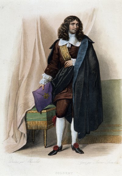 Porträtt av Jean Baptiste (Jean-Baptiste) Colbert (1619-1683), fransk statsman (1619 - 1683) - i "" Le Plutarque francais", av Mennechet av Unknown artist