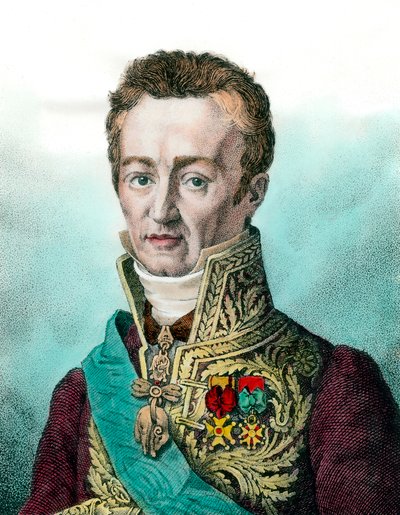 Porträtt av Jean Baptiste (Jean-Baptiste), Comte de Villele (1773-1854) Fransk politiker Gravyr från 1800-talet Privat samling av Unknown artist