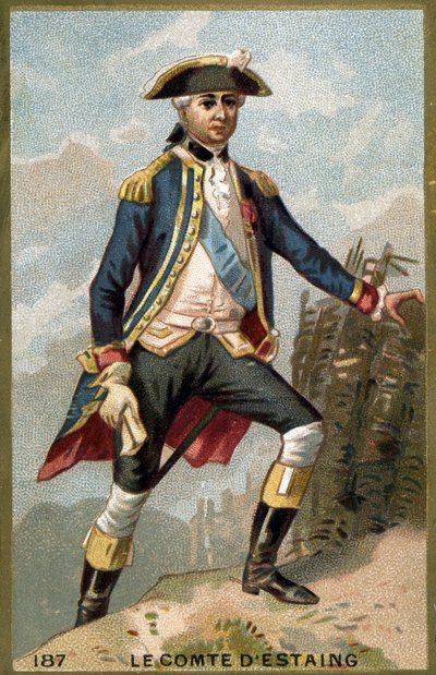 Porträtt av Jean Baptiste, greve av Estaing (1729 - 1794), fransk amiral. Kromolitografi av 1800-talet. av Unknown artist