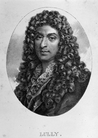 Porträtt av Jean Baptiste Lully (Giovanni Battista Lulli) (1632-1687), fransk kompositör av italienskt ursprung. Gravyr 1800-talet. av Unknown artist