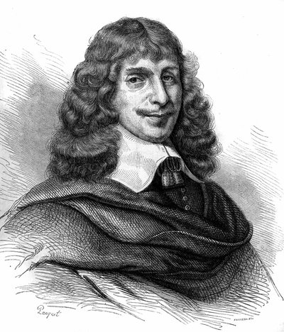 Porträtt av Jean Francois Sarasin (Sarrazin, Sarazin) (1614 -1654), fransk författare. Gravyr från 1870. av Unknown artist