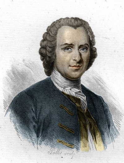Porträtt av Jean Jacques Rousseau, gravyr från 1800-talet av Unknown artist