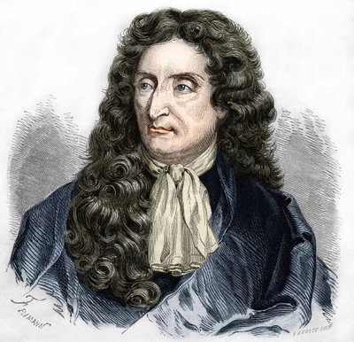 Porträtt av Jean de La Fontaine (1621-1695), fransk poet. av Unknown artist