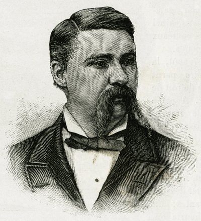Porträtt av Jerome J.Collins, meteorolog för La Jeannettes besättning, för uppdraget norrut. Gravyr för att illustrera "The Journey of the Jeannette"" 1879-1881, dagbok för kapten G.W. De Long. Publicerad i Le Tour du monde, nouveau journal des voya av Unknown artist