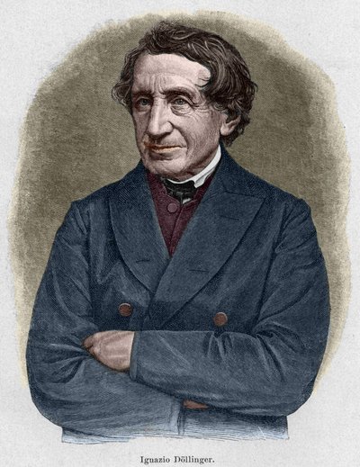 Porträtt av Johann Joseph Ignaz von Dollinger (1799 - 1890), Alllemandspräst och professor i kyrklig historia. Gravyr av 1800-talet. av Unknown artist