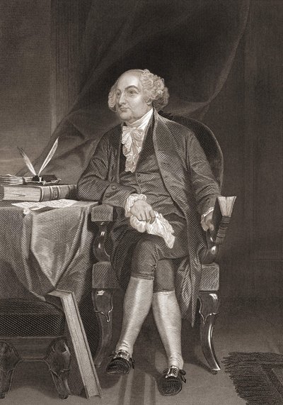 Porträtt av John Adams (1735-1826), amerikansk statsman och andra president i USA. Gravyr av 1800-talet av Unknown artist