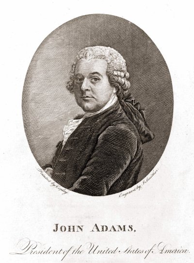 Porträtt av John Adams (1735 - 1826), USA:s andra president (1797 - 1801). Gravyr sd. 1800-talet. av Unknown artist