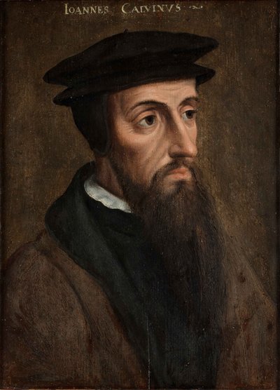 Porträtt av John Calvin (1509-1564), ca 1550 (olja på pannå) av Unknown artist