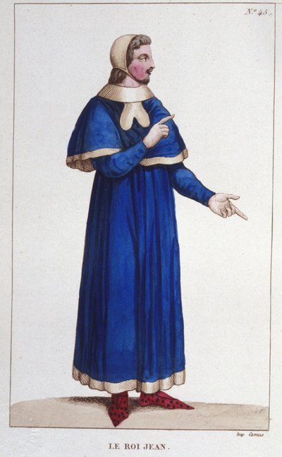 Porträtt av Johannes II den gode (1319 - 1364), kung av Frankrike gravyr från 1830 av Unknown artist