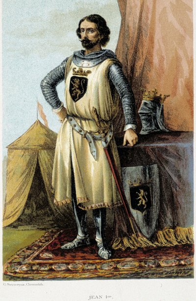 Porträtt av Johannes I, känd som den segerrike (1268-1294), hertig av Brabant. Kromolitografi av 1800-talet. av Unknown artist
