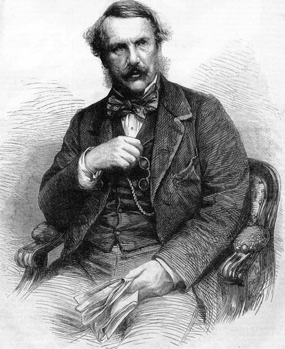 Porträtt av John Laird Mair Lawrence. Brittisk administratör (1811 till 1879). guvernör i engelska Indien; Gravyr 1864. av Unknown artist