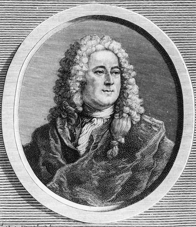 Porträtt av John Law (1671 - 1729), skotsk finansiell som orsakade konkurs 1720 (Event of the Rue Quincampoix) - i "La France juive" av Edouard Drumont. av Unknown artist