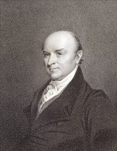 Porträtt av John Quincy Adams (1767 - 1848), son till president John Adams och USA:s president (1825 - 1829). Gravyr sd. 1800-talet. av Unknown artist