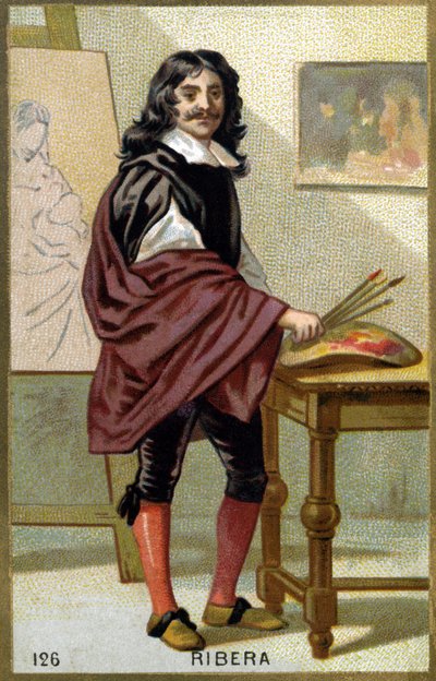 Porträtt av Jose de Ribera dit il Spagnoletto "" spanjoren"" (1591-1652), spansk målare och gravör - Kromolitografi av 1800-talet av Unknown artist