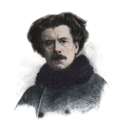 Porträtt av Joseph Auguste Maurice Rollinat (1846 -1903) Engelsk poet - gravyr av Unknown artist
