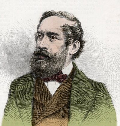 Porträtt av Lajos Kossuth (1802-1894), ungersk politiker - Gravyr från "The Illustrous World" av Unknown artist