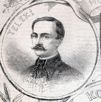Porträtt av Laszlo Teleki (1811-1861), ungersk författare och politiker - gravyr i "" The Illustrous World"" av Unknown artist