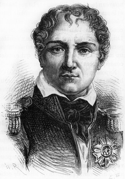 Porträtt av Laurent Gouvion Saint Cyr (1764 - 1830). Gravyr från slutet av 1800-talet i "Histoire de France"" av H. Martin. av Unknown artist