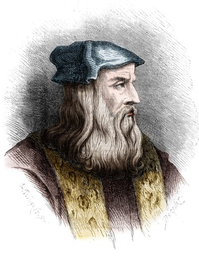 Porträtt av Leonard de Vinci (Leonardo da Vinci) (1452-1519), italiensk målare. av Unknown artist