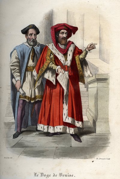 Porträtt av Leonardo Loredan (Loredano) (1436-1521), doge av Republiken Venedig. Gravyr från 1842 i "Histoire des popes"" av Maurice Lachatre. Privat samling. av Unknown artist