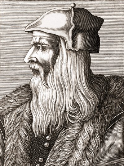 Porträtt av Leonardo da Vinci (Leonardo da Vinci) (1452 - 1519). av Unknown artist