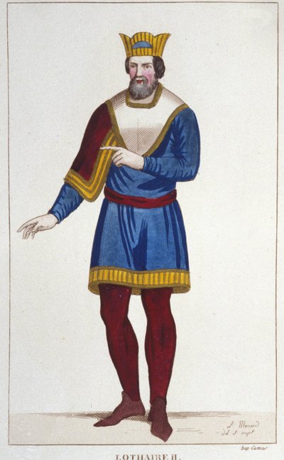 Porträtt av Lotharia II (825-869) Kung av Lotharingen gravyr från 1830 av Unknown artist