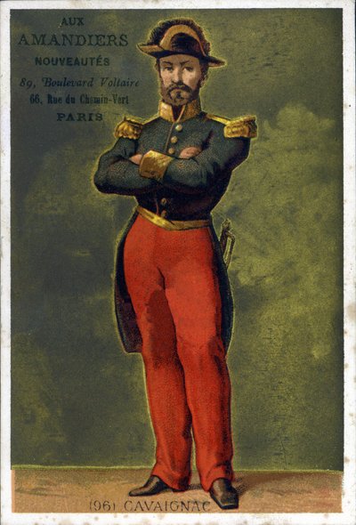 Porträtt av Louis-Eugène Cavaignac (1802 - 1857), fransk general och politiker. Kromolitografi från slutet av 1800-talet. av Unknown artist
