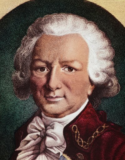 Porträtt av Louis Antoine, greve av Bougainville, fransk navigatör (gravyr av Unknown artist