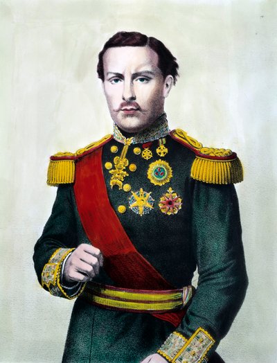 Porträtt av Ludvig I av Portugal (1838-1889) Kung av Portugal Gravyr från 1800-talet Privat samling av Unknown artist