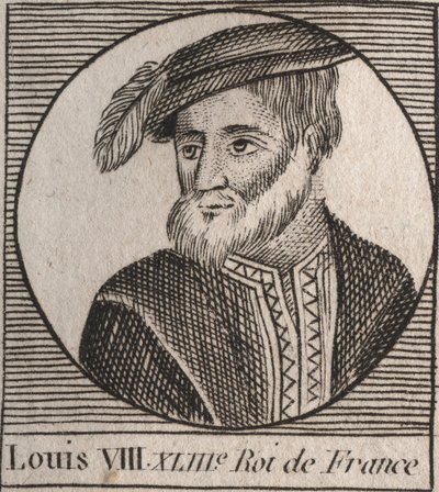 Porträtt av Ludvig VIII (1187-1226) dit le Lejonet, roi de France - Lejonet Ludvig VIII (1187-1226) Frankrikes kung från 1223 till 1226 - gravyr från "Instruction sur l