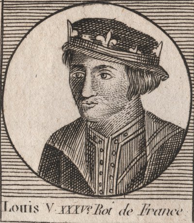 Porträtt av Louis V le Faineant (967-987), kung av Frankrike - Ludvig V den Indolente (967-987) - gravyr från "" Instruction sur l