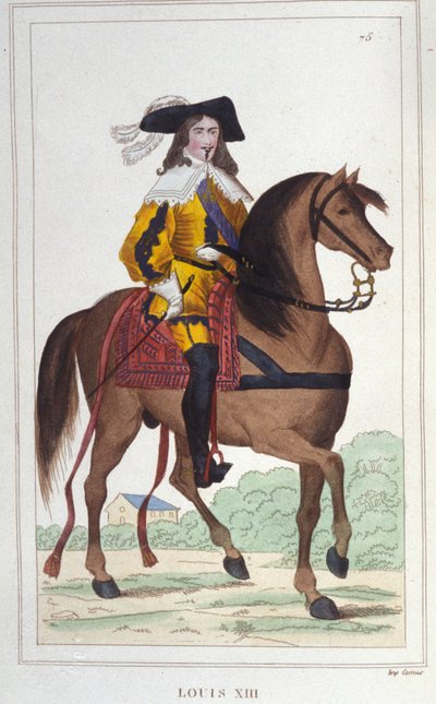 Porträtt av Ludvig XIII (1601 - 1643), kung av Frankrike, gravyr från 1830 av Unknown artist