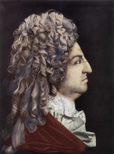 Porträtt av Ludvig XIV - vaxmedaljong, kungens rum, Versaillespalatset. av Unknown artist